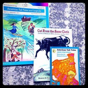 Homeschooling workbook and books.
